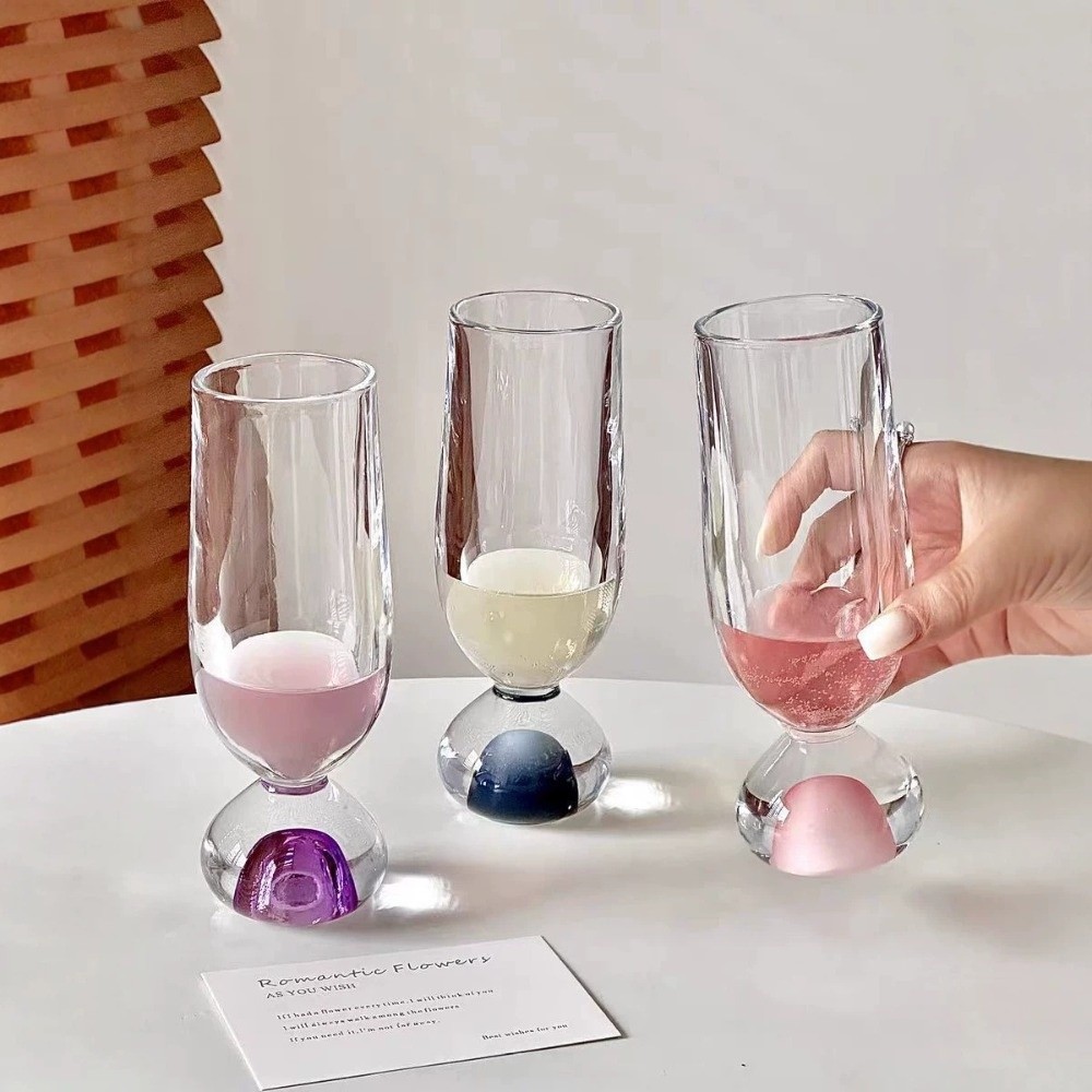 Wine Beer Tasting - 創造的な丸底ガラス製ステムカップ、精巧な170mlワインテイスティンググラス、冷たい飲み物用カップ、透明なビールカップ、レストラン向け