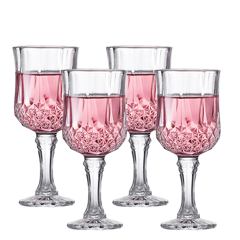 Wine Glass Set Crystal - バーパーティー用の透明なシャンパンカップ、赤ワイングラス、クリスタルダイヤモンドペインティングカップ、高級セット、4個