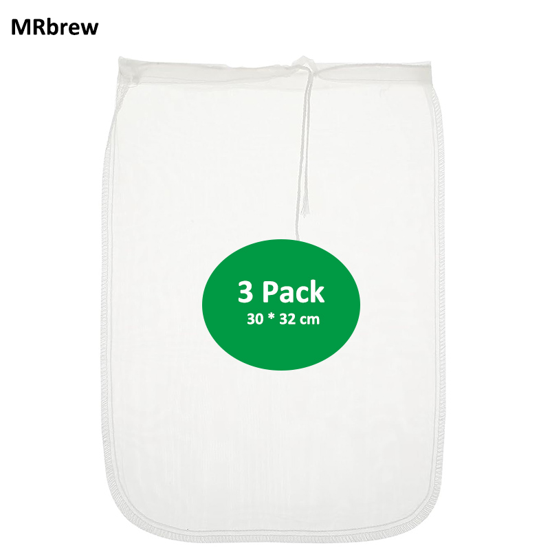 Wine Beer And Cider - 3個入り抽出バッグ 100メッシュストレーナーバッグ ビール醸造フィルターバッグ 再利用可能な食品ストレーナー フルーツサイダー、ブドウ、ワインプレス用 巾着付き