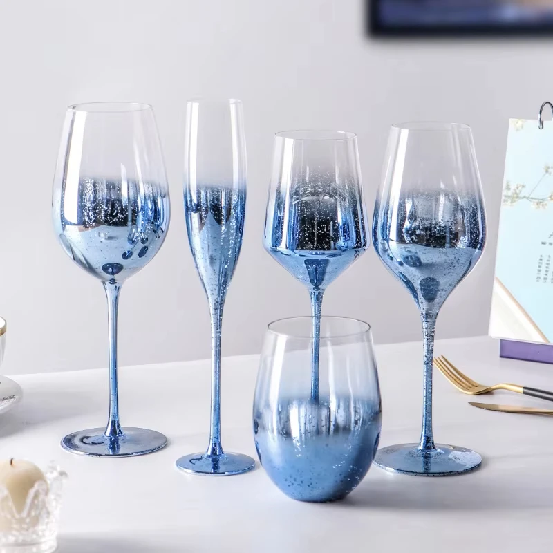 Wine Glass Set Crystal - 青い星空のクリスタルガラスゴブレット、赤ワイングラス、マグカップ、高級感のあるホームパーティー用グレープシャンパングラス、カクテルセット、家具用品