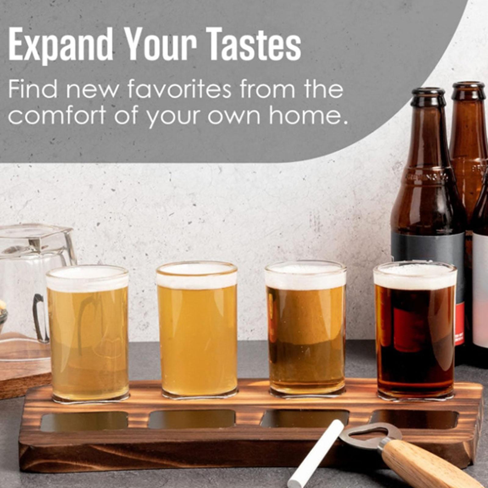 Wine Beer Tasting - 多目的木製ビールテイスティングフライトサービングトレイパドルディスプレイラック（ウイスキー、ワイン、カクテル用）