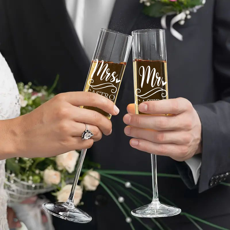 Champagne Flute Pair - エレガントなストレートシャンパングラス,カクテルグラス,ワイングラス,誕生日パーティーの装飾,6オンス,180ml, 1個,2個