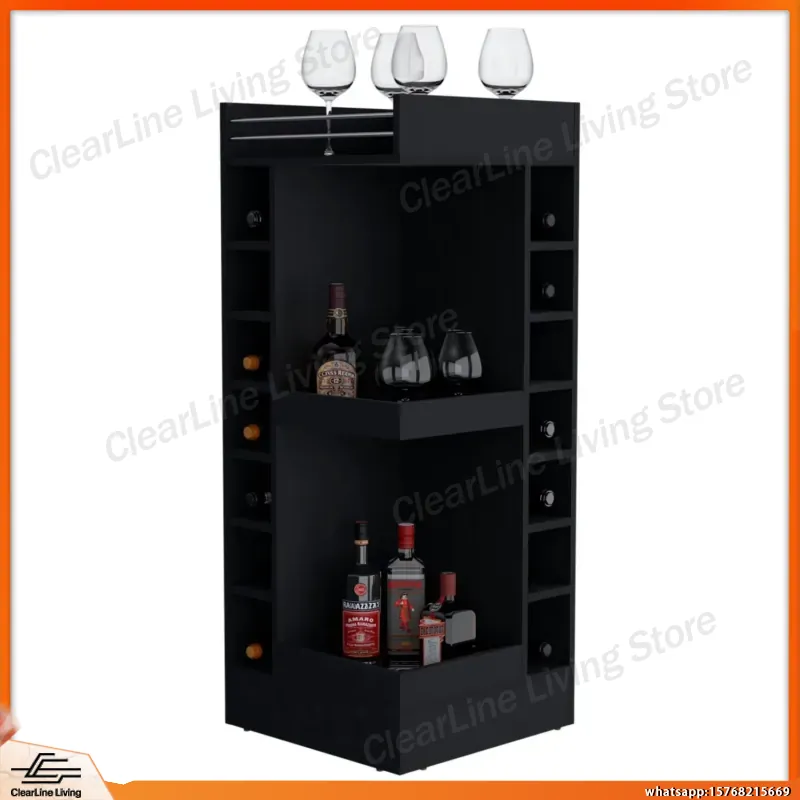 黒色のコーナーバーキャビネット、ワインラック付き、ウイスキー - Wine Beer Rum のレビューと価格