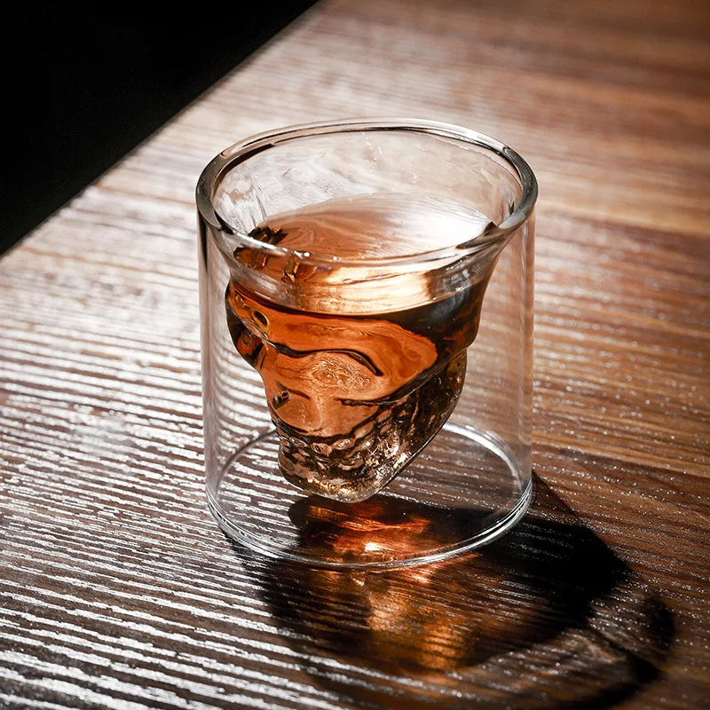 二重層透明スカルヘッドコーヒーマグクリスタルガラスカップホー - Wine Europe Beer Europe Vodka Europe のレビューと価格