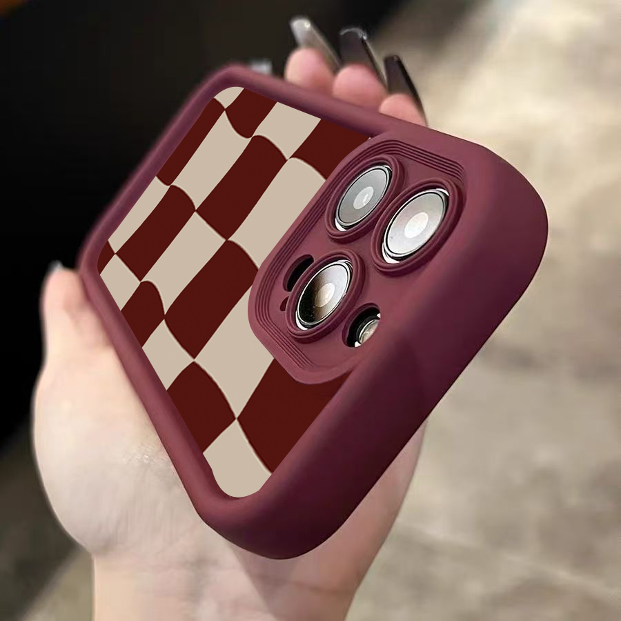 ワインレッドの変形グリッド柄iPhoneケース (iPhon - Wine & Beer Quito のレビューと価格