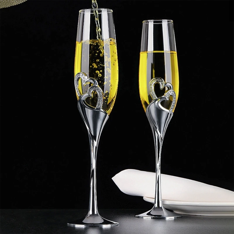 2 個の結婚式のシャンパングラスセット乾杯フルートグラスクリ - Champagne Flute Pair のレビューと価格