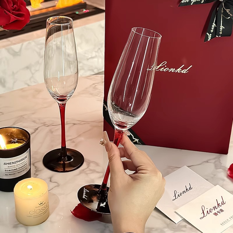 HYS高級ギフトシャンパンカップクリスタルガラスガールフレン - Wine Glass Set Crystal のレビューと価格