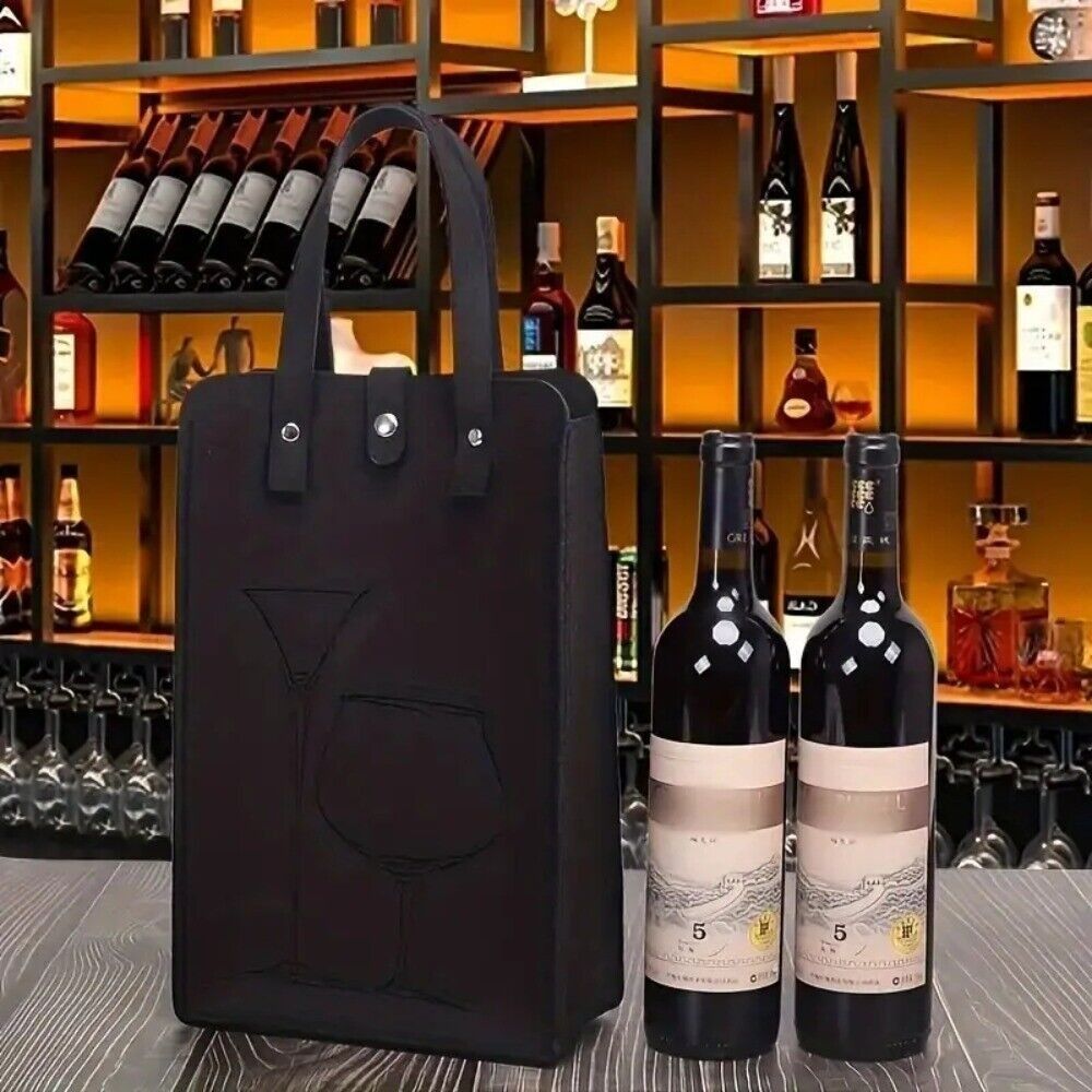 高品質フェルト製赤ワインバッグ、ダブルハンドル付きワインギフ - Wine & Beer Quito のレビューと価格