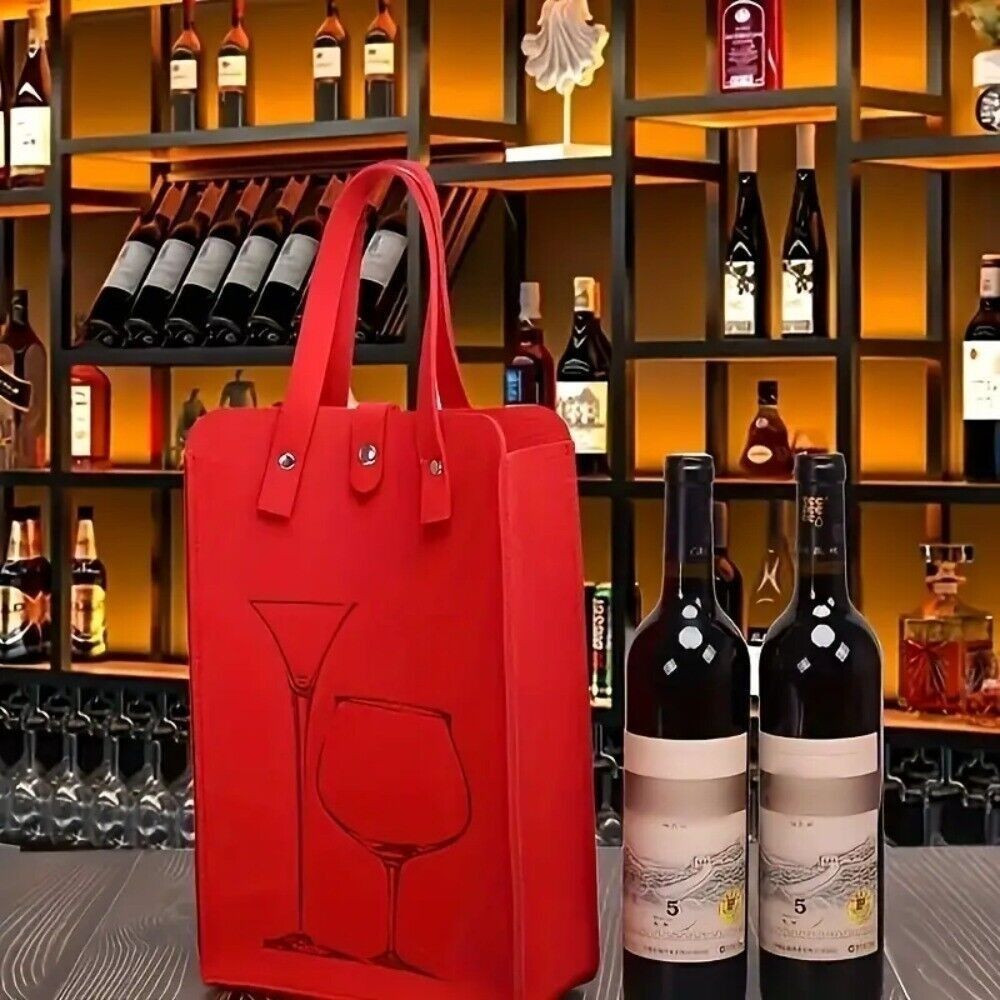 高品質フェルト製赤ワインバッグ、ダブルハンドル付きワインギフ - Wine & Beer Quito のレビューと価格