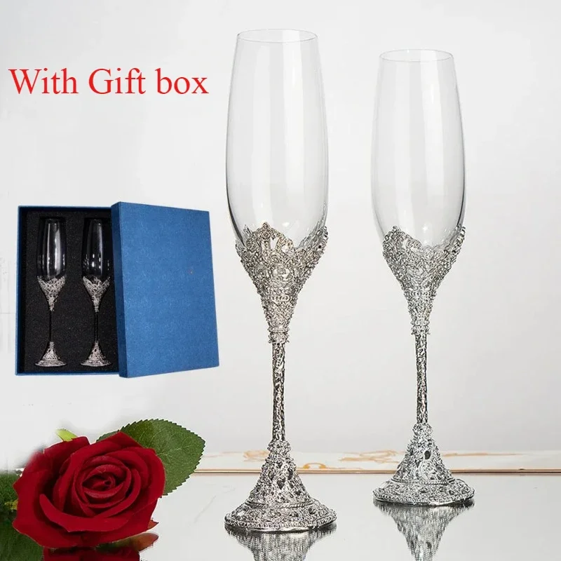 ラインストーンの金属底を備えたシャンパングラスライト、新しい - Champagne Flute Pair のレビューと価格
