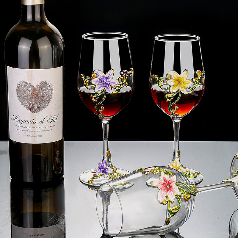 エナメルクリスタルヴィンテージゴブレットセット、ロマンチック - Wine Glass Set Crystal のレビューと価格