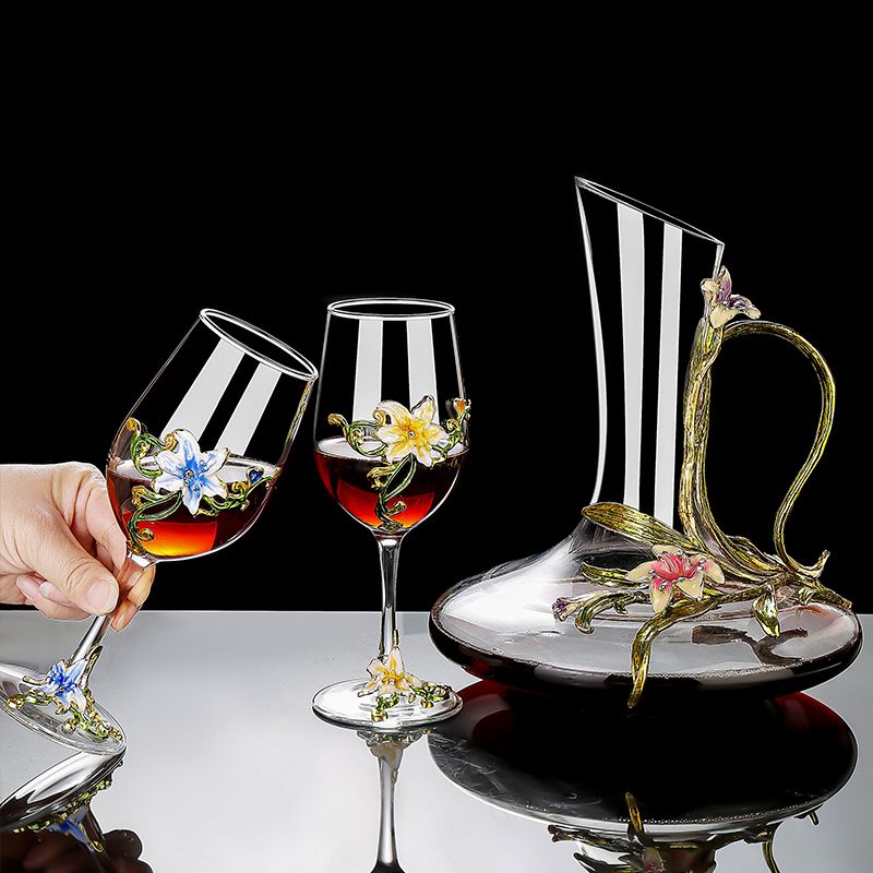 エナメルクリスタルヴィンテージゴブレットセット、ロマンチック - Wine Glass Set Crystal のレビューと価格