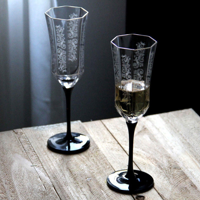 ヴィンテージスタイルのシャンパングラスセット,古代の八角形の - Wine Glass Set Crystal のレビューと価格
