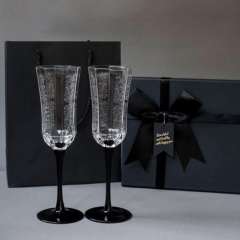 ヴィンテージスタイルのシャンパングラスセット,古代の八角形の - Wine Glass Set Crystal のレビューと価格