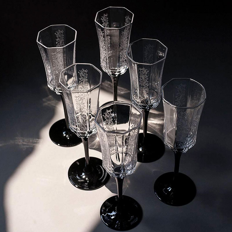 ヴィンテージスタイルのシャンパングラスセット,古代の八角形の - Wine Glass Set Crystal のレビューと価格