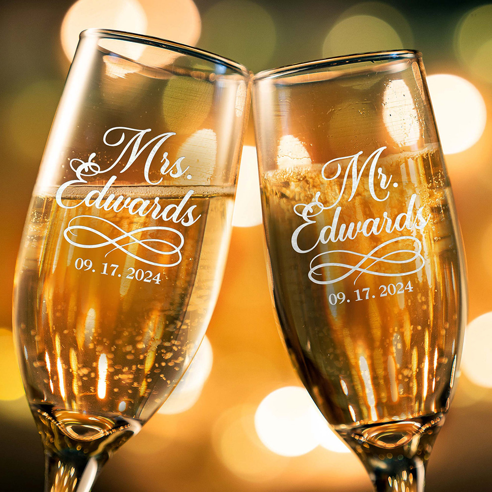 パーソナライズされたシャンパン フルート 2 個セット 刻印 - Champagne Flute Pair のレビューと価格
