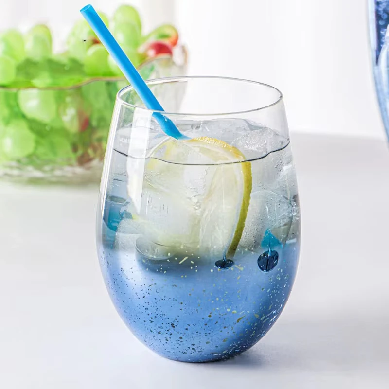 青い星空のクリスタルガラスゴブレット、赤ワイングラス、マグカ - Wine Glass Set Crystal のレビューと価格