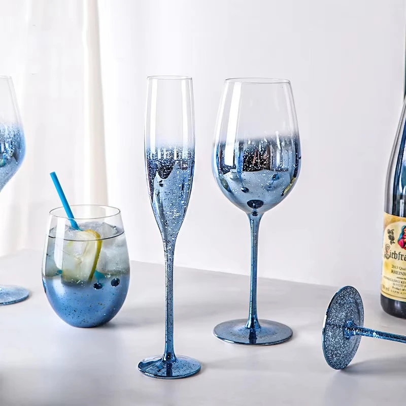 青い星空のクリスタルガラスゴブレット、赤ワイングラス、マグカ - Wine Glass Set Crystal のレビューと価格