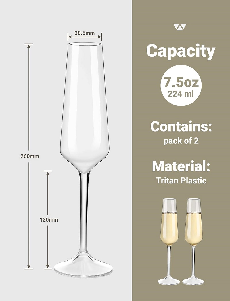 MICHLEY アンブレイカブル シャンパン フルート グラ - Champagne Flute Pair のレビューと価格