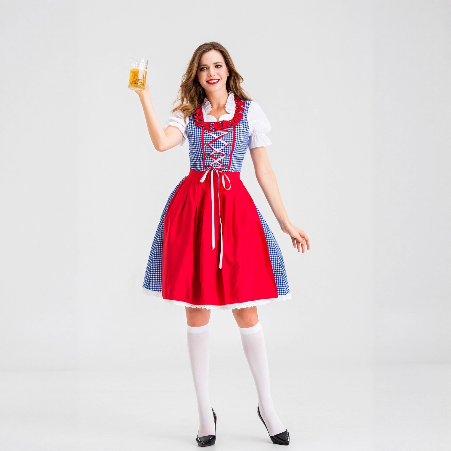 女性用ドイツディアンドルドレス チェック柄 バイエルン風 オ - Beer & Wine Downtown のレビューと価格
