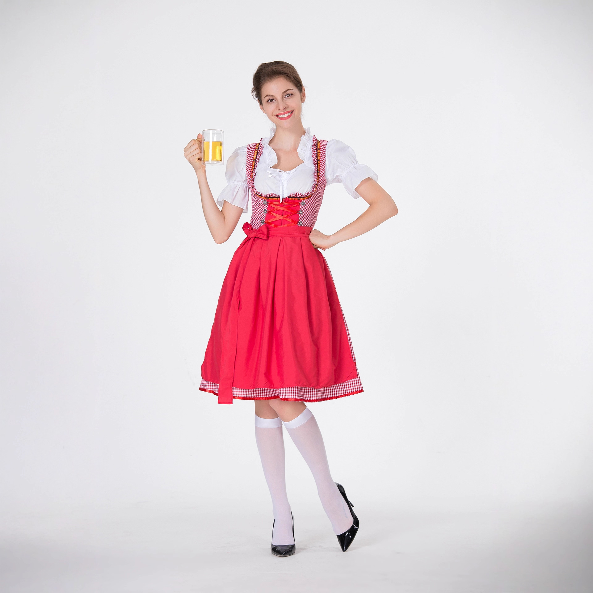 女性用ドイツディアンドルドレス チェック柄 バイエルン風 オ - Beer & Wine Downtown のレビューと価格